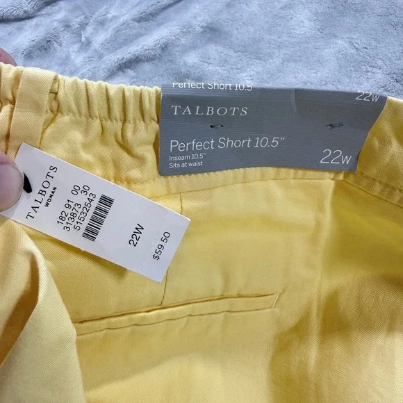 Talbots Women's Yellow Perfect Short 10.5" Inseam Sz 22W Cotton New With Tags - Picture 4 of 5